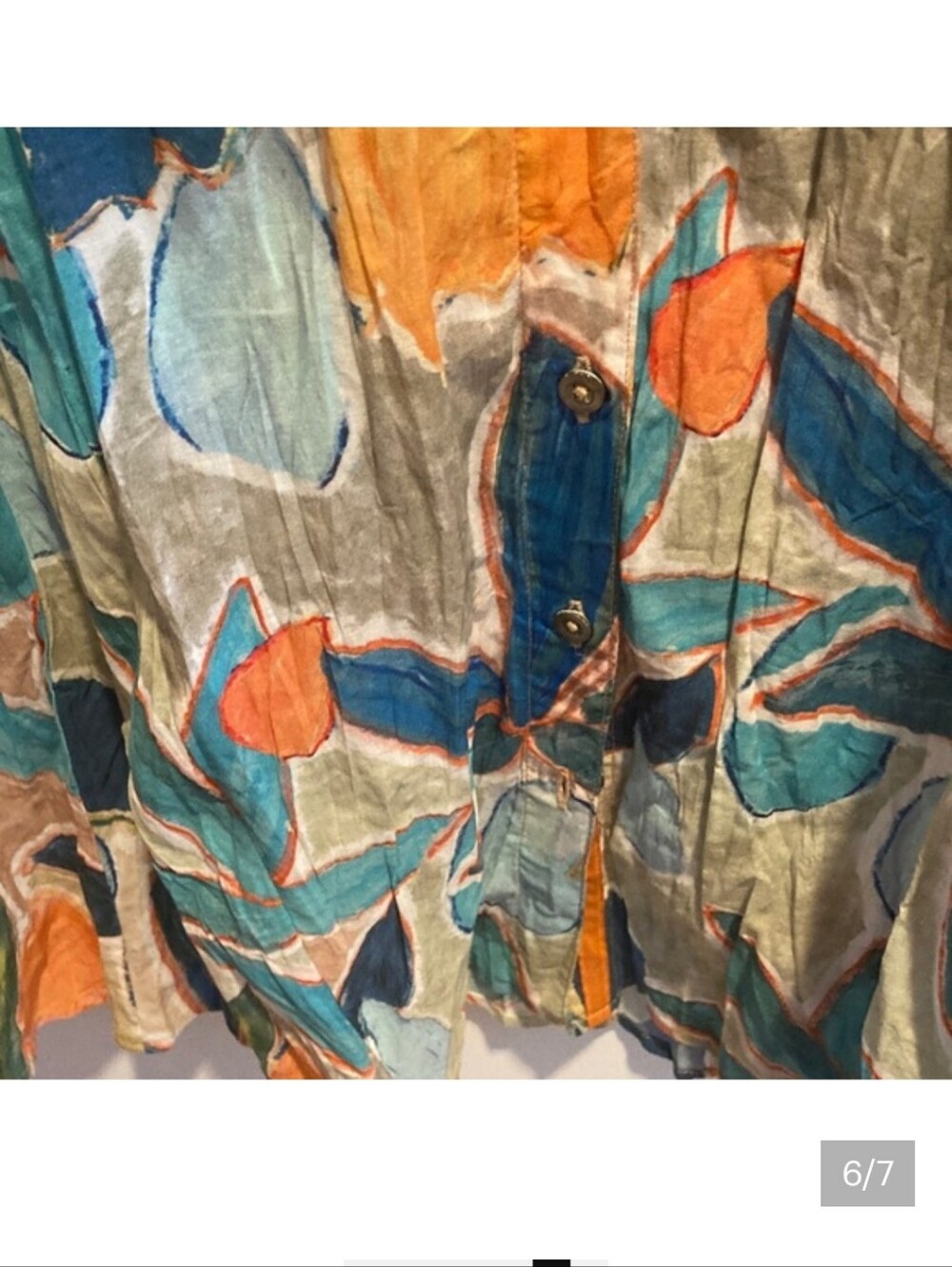 NWT Nic & Zoe Colorful Abstract Leaf Button-Front Tunic 1X - Picture 6 of 7